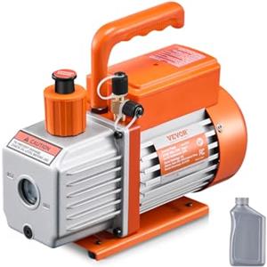VEVOR Pompa per Vuoto 5 CFM, Pompa per Vuoto a Palette Rotanti Monostadio HVAC per Sistemi Kit Pompa per Vuoto AC per Auto con Contenitore per Olio per Manutenzione Aria Condizionata da Veicoli