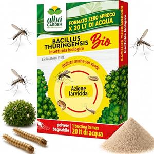 Albagarden - Insetticida Antizanzare Naturale Biologico - Bacillus Thuringiensis, Larvicida Per Disinfestazione Zanzare e Insetti da Giardino - Polvere x 10 gr