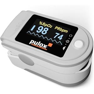 Pulox Pulsossimetro Pulox PO-200 Solo in grigio - Misurazione della saturazione di ossigeno (SpO₂), della frequenza cardiaca (polso) e dell'indice di perfusione (PI)