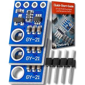AZDelivery 3 x GY-21 HTU21 Sensore di Misurazione Umidità e Temperatura compatibile con Arduino incluso un E-Book!