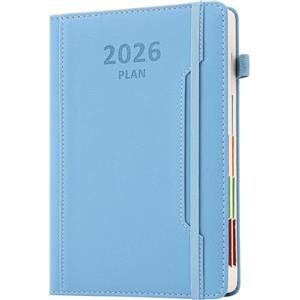 Goldaypln Agenda accademica 2026, formato A5, pagina per giorno, planner mensile da gennaio a dicembre, agenda con copertina rigida, portapenne, tasca frontale, linguetta colorata