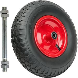 Garronda Ruote per Carrello 4.00-6 con Asse, Pneumatica 2PR Ruota Carriola con Valvola Auto, Ø 32×9 cm, foro 12 mm, portata fino a 136 kg GD-0163, Nero/Rosso
