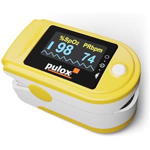 Pulox Pulsossimetro Pulox PO-200 Solo in giallo - Misurazione della saturazione di ossigeno (SpO₂), della frequenza cardiaca (polso) e dell'indice di perfusione (PI)