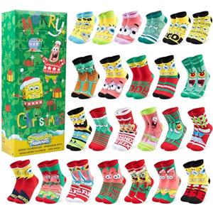 Get Trend SpongeBob SquarePants Calendario Avvento Calzini 2025 Bambini e Adolescenti, Calze Calde 31-36, 24 Giorni Calendario Dell'avvento con Regali (Multi SpongeBob)