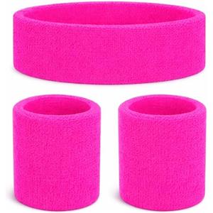 TK Gruppe Timo Klingler Fascia rosa 3 in 1 con fascia per capelli - Accessorio per costume da triglia per carnevale retrò e Fasching anni '80 e '90