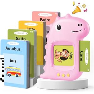VISATOR Talking Flash Cards Schede Flash Cards Parlanti Flash Cards Flash Cards Bambini Giocattoli Educativi per Bambini 2 3 4 5 6 Anni Autismo Giochi Regali di Compleanno Giochi Montessori(Rosa Italiano)