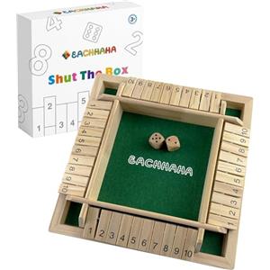 EACHHAHA Shut The Box 4 giocatori - Classico gioco da tavolo in legno, gioco di dadi, gioco di riunione di famiglia, giocattolo da viaggio, adatto per l'allenamento di logica matematica per bambini
