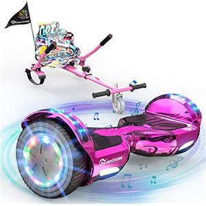 EVERCROSS XP9 Hoverboards con Sedile 6,5'', Overboard con Hoverkart per Bambini e Adulti, Hoverboards con musica Bluetooth e luci a LED, Batteria 4 AH, Max 15 km/h, 7KG Overboard con 5,6KG Seduta