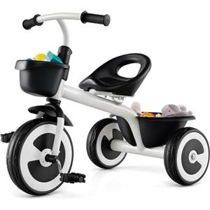 COSTWAY Triciclo per Bambini, Trike con Sede Regolabile Cestini Anteriori e Posteriori, Bicicletta a 3 Ruote con Telaio in Ferro Carbonioso di Alta Resistenza, per Bambini 1,5-5 Anni (Bianco)
