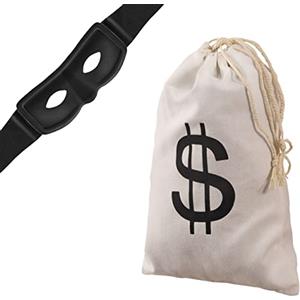 BALINCO Maschera da scassinatore + borsa porta soldi in dollari | Bandito | Zorro | Rapinatore | Ladro | Scassinatore | Rapinatore di banche - Accessorio per adulti e bambini per carnevale/costume