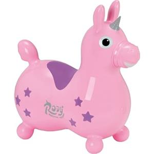 GYMNIC Rody Magical Unicorn Unicorno Rosa Chiaro Gonfiabile cavalcabile per Bambini 3+, Gioco dinamico e coinvolgente per stimolare Equilibrio, coordinazione e Sviluppo motorio
