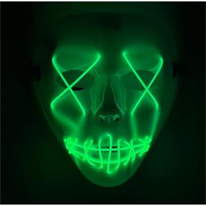 TK Gruppe Timo Klingler - Maschera horror a LED come in The Purge, viso luminoso controllabile, costume unisex per Halloween e Carnevale, colori assortiti, Jason LED verde