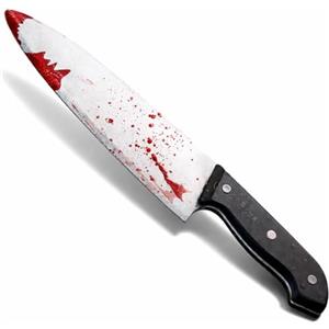 TK Gruppe Timo Klingler - Coltello finto insanguinato - come accessorio per Halloween e carnevale - circa 34 cm, realistico per costume horror