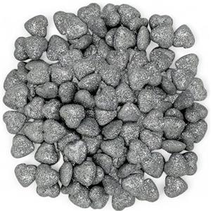 MIJOMA 200 cuori 3D glitterati - 18 mm - perfetta decorazione da tavolo versatile per matrimoni, Natale e occasioni festive, cuori decorativi scintillanti su entrambi i lati (argento)
