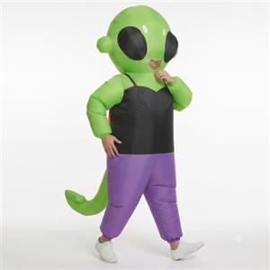 FXICH costume gonfiabile alieno per adulti, costume gonfiabile per Halloween e Natale, per 150-190 cm, verde e nero