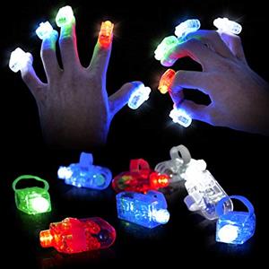 THE TWIDDLERS - 100 Luci da Dito LED - Elastico, Fino a 8 Ore di Durata Batteria, Sacchetti per Feste di Compleanno per Bambini, Carnevale, Halloween, Natale, Feste