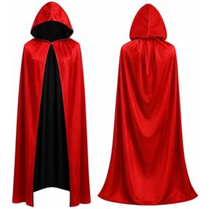 Costumed Costume da vampiro, mantello con cappuccio, per bambini e adulti, per Halloween e carnevale su entrambi i lati