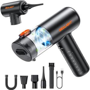 SEALIGHT Aspirabriciole Senza Fili, 32000PA 4 in 1 Aspirapolvere per Auto Portatile, 400000 RPM Motore Brushless, Aspiratore e Soffiatore Mini Aspirabriciole Senza Fili (Nero Puro)