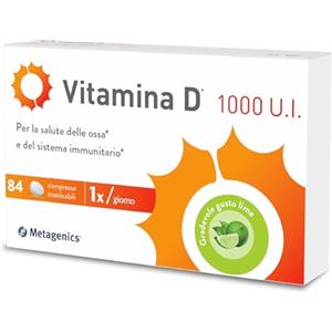 Metagenics Vitamina D 1000 U.I. - Integratore Sistema Immunitario - Per la Salute delle Ossa - 84 Compresse Masticabili