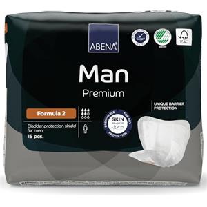 ABENA Man Formula 2, 15 pezzi | Premium protezioni assorbenti per perdite urinarie maschili | Discreti e confortevoli | Ad assorbimento rapido | Traspiranti e confortevoli