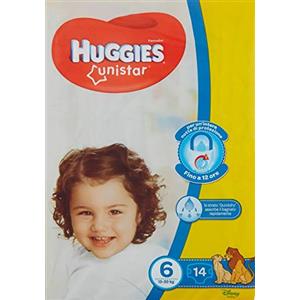 Huggies 4 X Huggies Unistar Pannolini, Taglia 6 (15-30 kg), 1 Pacco da 14 Pannolini, 14 Pezzi