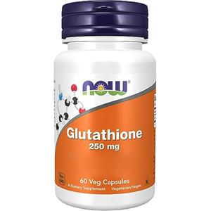 Now Foods, L-Glutatione, 250 mg, L-Glutatione Ridotto, 60 Capsule vegane, Aminoacido, Testato in Laboratorio, Vegetariano, Senza Glutine, Senza Soia, Senza OGM