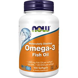 Now Foods, Molecularly Distilled Omega-3 (Omega-3 Distillato Molecolarmente), con EPA e DHA, Altamente Dosato, 100 Softgel, Testato in Laboratorio, Senza Soia, Senza Glutine, Non OGM