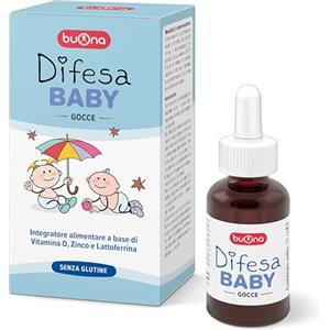 Buona Difesa Baby Gocce 20 ml Integratore Alimentare con Vitamina D Bambini, Zinco e Lattoferrina Bambini e Lattanti con Contagocce Supporto alle Difese Naturali Senza Glutine