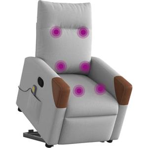 vidaXL Poltrona Alzapersona Massaggi Reclinabile Grigio Nuvola Tessuto