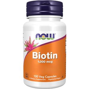 Now Foods, Biotin, 1000mcg, Vitamina B7, Altamente Dosato, 100 Capsule vegane, Testato in Laboratorio, Senza Glutine, Senza Soia, Vegetariano, Non OGM