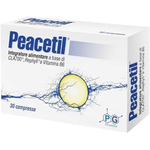 Peacetil | Integratore 100% naturale per nervi infiammati, neuropatie e fibromialgia | con L-Acetilcarnitina, Curcumina, Beta-Cariofillene e Vitamina B6 | 30 compresse| PG Pharma