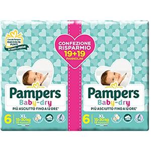 Pampers Bipack Pannolini Pampers Baby Dry Extralarge 15-30 Kg Misura 6 (38pz)