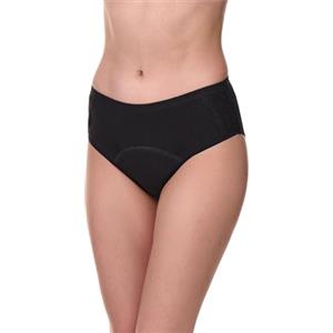 Merry Style mutande incontinenza donna slip assorbenti lavabili cotone traspirante con pizzo laterale 4 strati per incontinenza urinaria donna uso quotidiano discreto MSGAB004 (Nero, XXL)