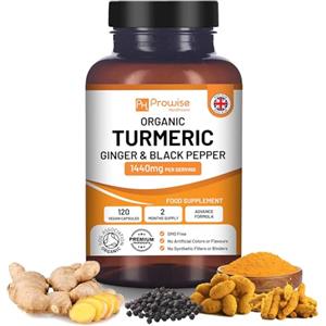 PH PROWISE Healthcare Curcuma Capsule ad Alto Dosaggio 1440mg | 120 Capsule di Curcumina con Piperina & Zenzero (scorta di 2 mesi) I di Curcuma, Piperina & Ginger Prodotte nel Regno Unito da Prowise Healthcare