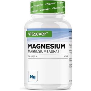 vit4ever Magnesio Taurato - 240 Capsule Vegane - 2550 mg di Magnesiotaurato con 200 mg di Magnesio Elementare per Dose Giornaliera - Materia Prima Premium ad Elevata Purezza - Senza Additivi Inutili