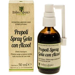 Erbecedario Propoli Spray Gola con alcool azione lenitiva sulle prime vie respiratorie 50ml, propoli con eucalipto erisimo e limone, spray mal di gola purificante - Made in Italy
