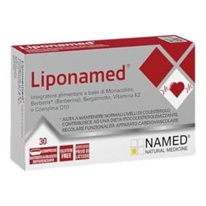 NAMED Liponamed 30 Compresse Bistrato | Integratore Alimentare con Riso Rosso Fermentato Berberina, Bergamotto, Coenzima Q10 e Vitamina K2 | Supporto ai Normali Livelli di Colesterolo