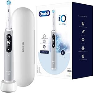 Oral-B iO Series 6 Spazzolino Elettrico Spazzolino Elettrico, 5 Modalità di Pulizia Dentale, Tecnologia Magnetica, Display & Custodia Da Viaggio, Regalo Uomo/Donna, Progettato da Marrone, Grigio Opale