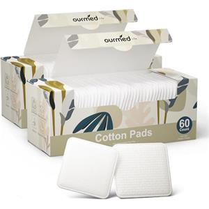 Ourmed Life Grandi dischetti di cotone per la rimozione del trucco, morbidi e privi di lanugine con design con cuciture pressate, resistenti cuscinetti struccanti per la pulizia del viso su tutti i