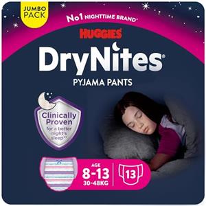 Huggies DryNites Girl, Taglia L (27-57 kg), 1 confezione da 13 mutandine