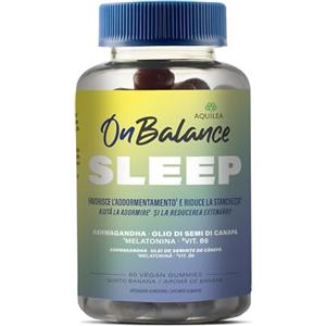 Aquilea | On Balance Sleep | 60 Gummies (Banana) | Integratore per il sonno | Con Ashwagandha Sensoril®, Melatonina e Vitamina B6 | Gummies vegane senza zucchero | Integratori | Sonno