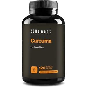 Zenement Estratto di Curcuma con Piperina - 95% Curcuminoidi - Alta Biodisponibilità - 120 Capsule Vegane - Origine Naturale - 4 Mesi di Fornitura - Zenement