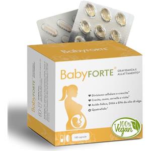 BabyFORTE® Gravidanza Multivitaminico | acido folico, Quatrefolic® + Omega 3 DHA EPA | Vegano | 180 Capsule | Allattamento Integratore