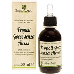 Erbecedario Propoli Gocce Senza Alcool Erbecedario, Rimedio Naturale Con Rosa Canina Analcolico Adatto Ai Bambini Per Benessere Gola E Cavo Orale, 1 Flacone Da 50ml