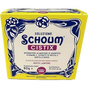 Generico SOLUZIONE SCHOUM CISTIX 30 Stick Orosolubili - Integratore Alimentare di Magnesio, Vitamina C, Estratti di Ortica e Mirtillo Rosso per il Benessere delle Vie Urinarie - Gusto Lampone