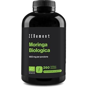 Zenement Moringa Biologica 1800 mg per Dose - Superfood Bio con Vitamine, Minerali e Antiossidanti - Alta Concentrazione e Purezza - 260 Capsule Vegane - Fornitura per 3 Mesi - Zenement