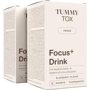 Tummy Tox Integratore per la Concentrazione con Ashwagandha, L-Taurina, Ginkgo Biloba, Guaranà e Cicoria - Gusto Mirtillo, 30 Bustine - TummyTox