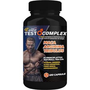Italian Elite® Testo Complex 120 caps Maca 8000mg. Tribulus, Fieno Greco, Zinco, Arginina, Ashwagandha, Vitamine e Minerali