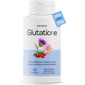 Aenea Glutatione Forte 1000mg, 120 Compresse ad Alto Dosaggio con Rosa Canina e Cardo Mariano, Glutatione Integratore Anti-età, Detox e Benessere Fegato