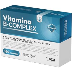 T-Rex Integratori, Vitamina B Complex 160 Compresse Vegan (5 Mesi di Fornitura) - Alto Dosaggio di Vitamina B12, Acido Folico, Biotina, Niacinamide - Difese Immunitarie Per Uomo, Donna e Ragazzi